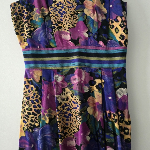 VINTAGE Floral Cheetah Dress Size 4 Petite - Picture 3 of 9